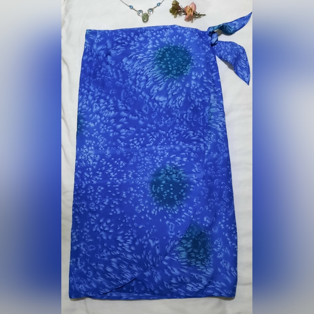 Blue 'n Green Tie Dye Sarong Wrap, Long